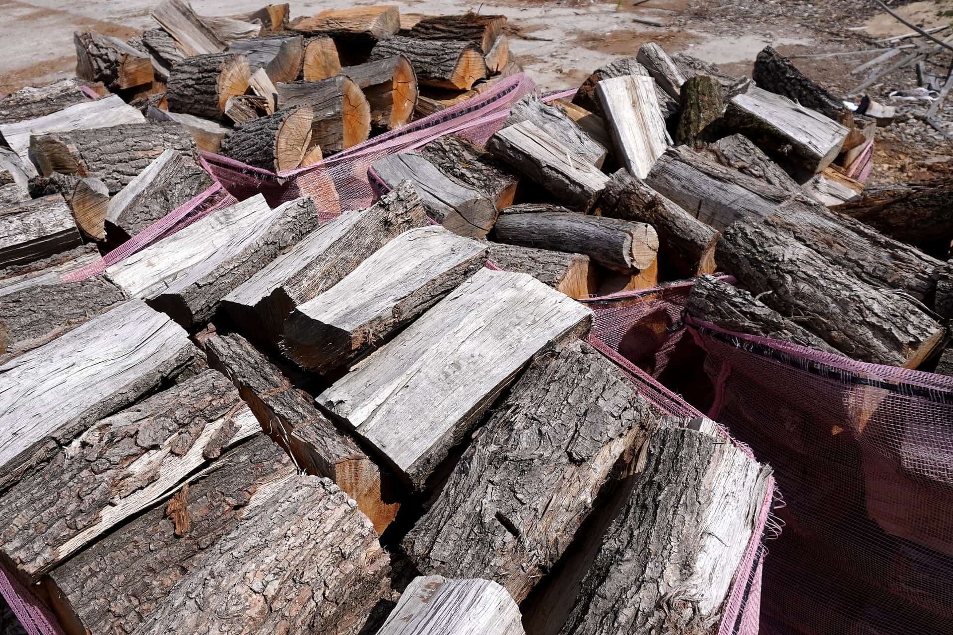 Close-up of split hardwood firewood