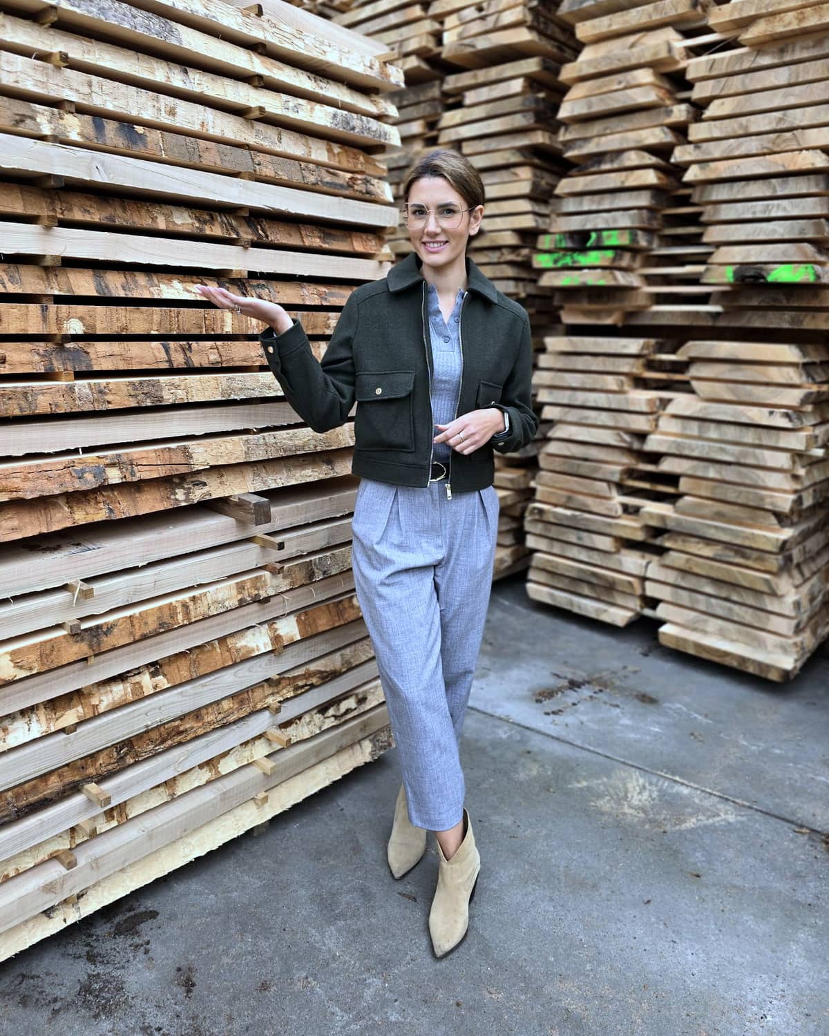 Timber stacks in the warehouse in Sulęcin